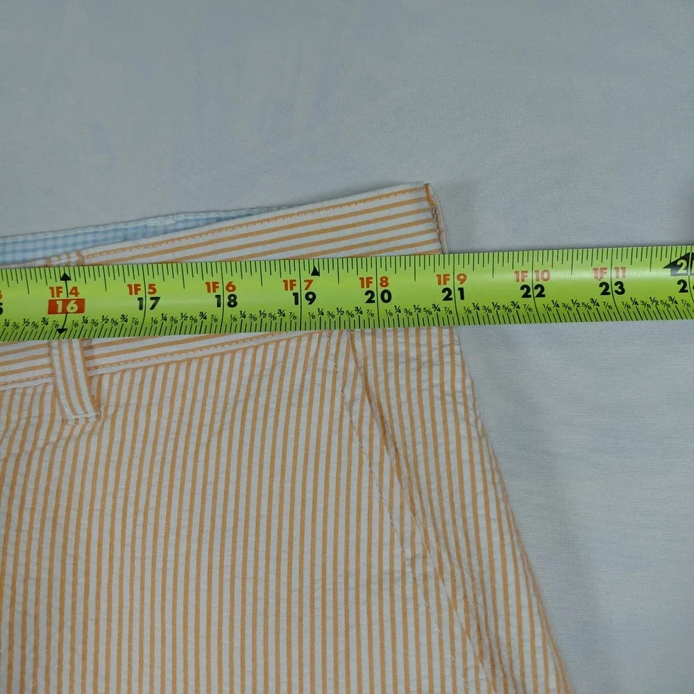 Bills Khakis Parker Short Mens 40‎ Orange White Seersucker Striped Standard Fit
